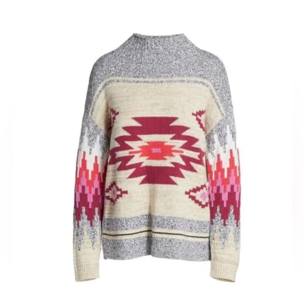 Nic + Zoe Women’s Fall Feelings Mock Neck Knit Sweater Southwest Aztec Size M